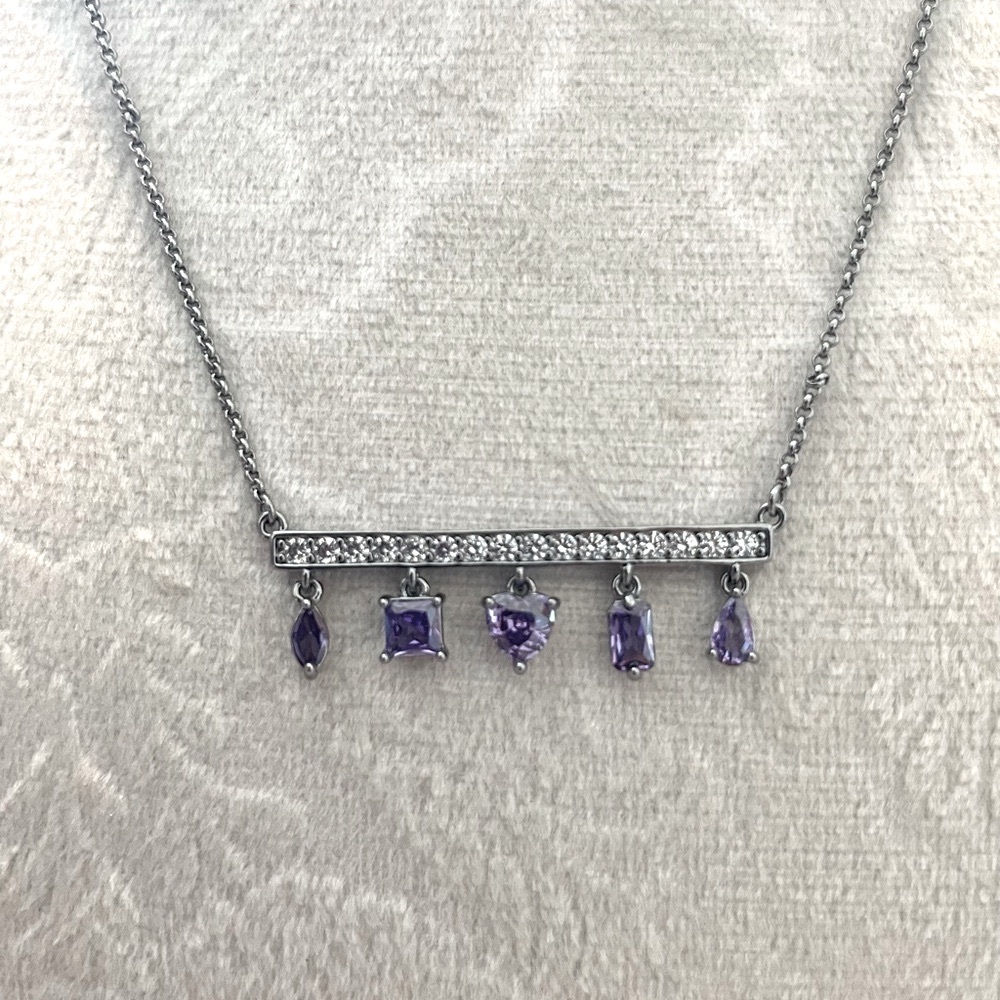 Bomb Party Elegant Silver and Purple Gemstone Necklace